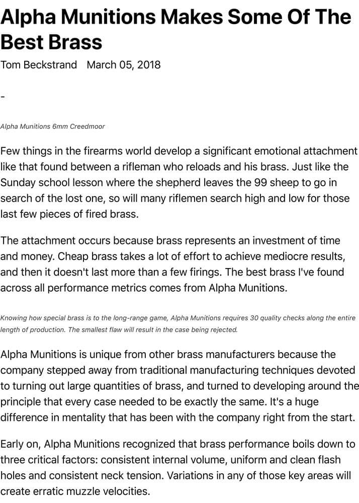 Alpha Munitions Makes Some Of The Best Brass — Page 1